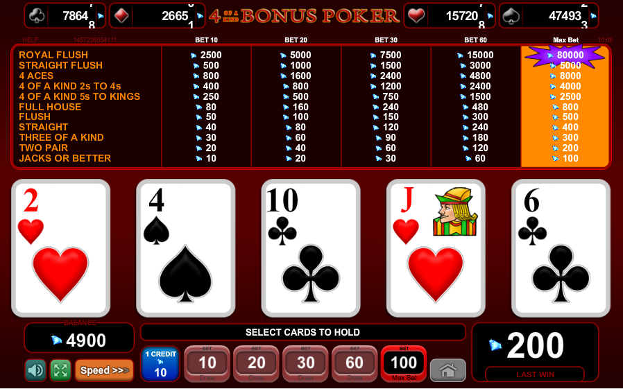 4 of a Kind Videopoker