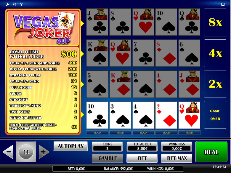 Kostenlose Spielautomat Joker Vegas 4UP Online